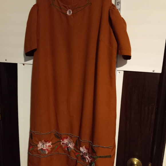 Zara Anos-Years Flower Embroidered Cottagecore Dress Boho-Chic Hippie Woodstock - Picture 10 of 12